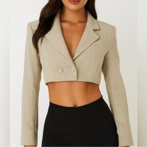 House of Harlow 1960 Green Tweed Cropped Blazer Jacket Medium